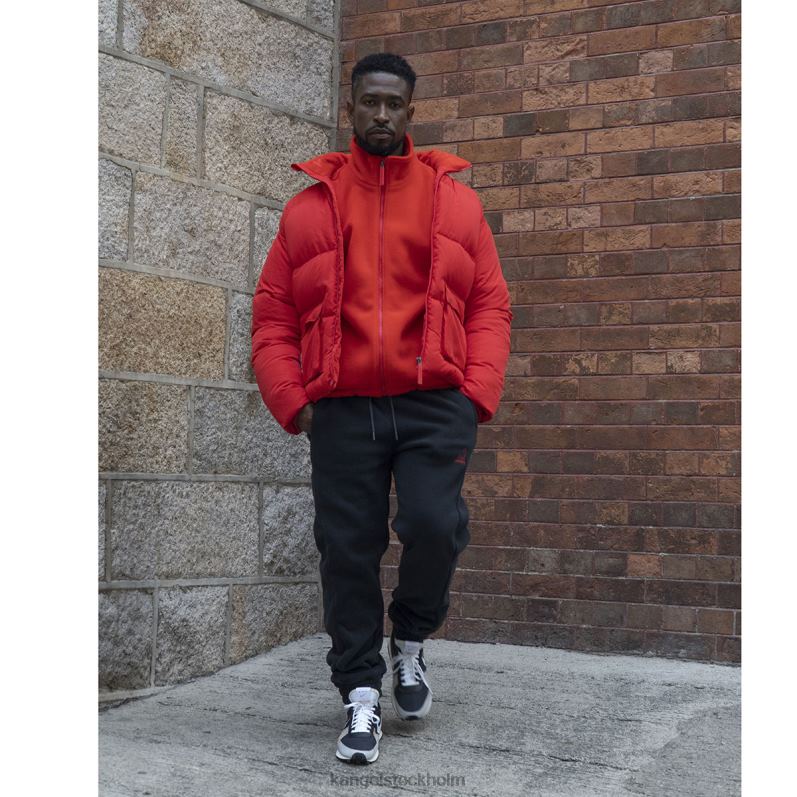 Kangol unisex- dunjacka med patchficka B0ZLB1231 Kläder flamma scharlakansröd