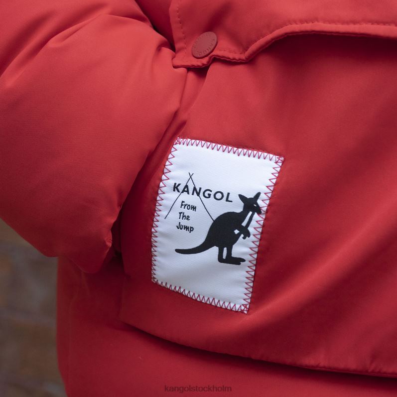 Kangol unisex- dunjacka med patchficka B0ZLB1231 Kläder flamma scharlakansröd