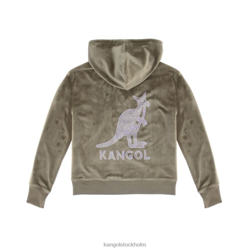 Kangol kvinnor hoodie med dragkedja i velour B0ZLB1139 Kläder murkla