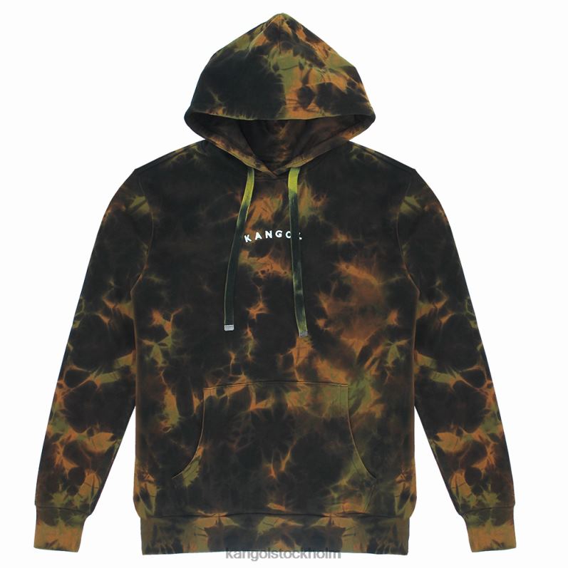 Kangol män tie dye hoodie B0ZLB1175 Kläder skog brun