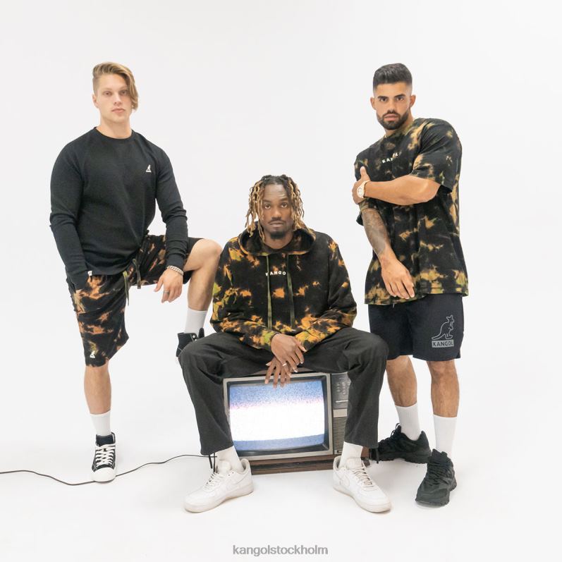 Kangol män tie dye hoodie B0ZLB1175 Kläder skog brun