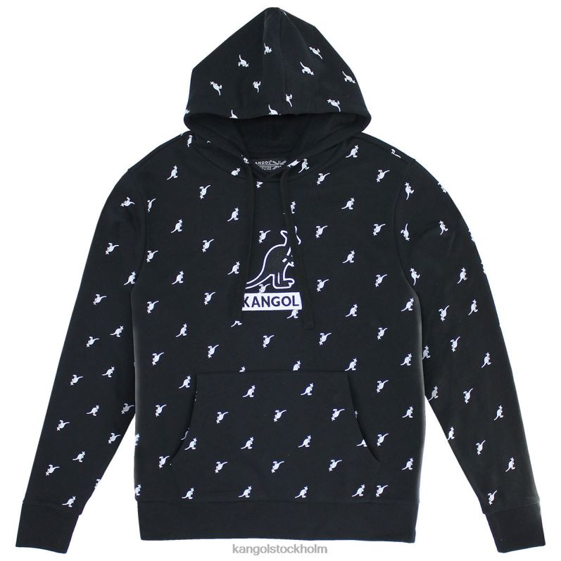 Kangol unisex- aop hoodie B0ZLB1099 Kläder svart kombo