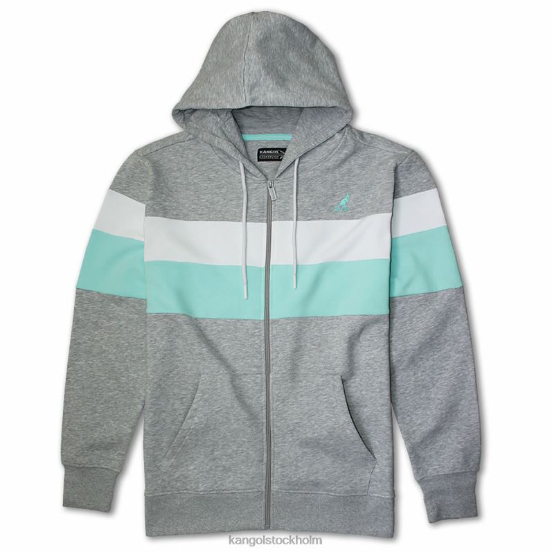 Kangol unisex- färg randig hoodie med dragkedja B0ZLB1119 Kläder askblandningskombo