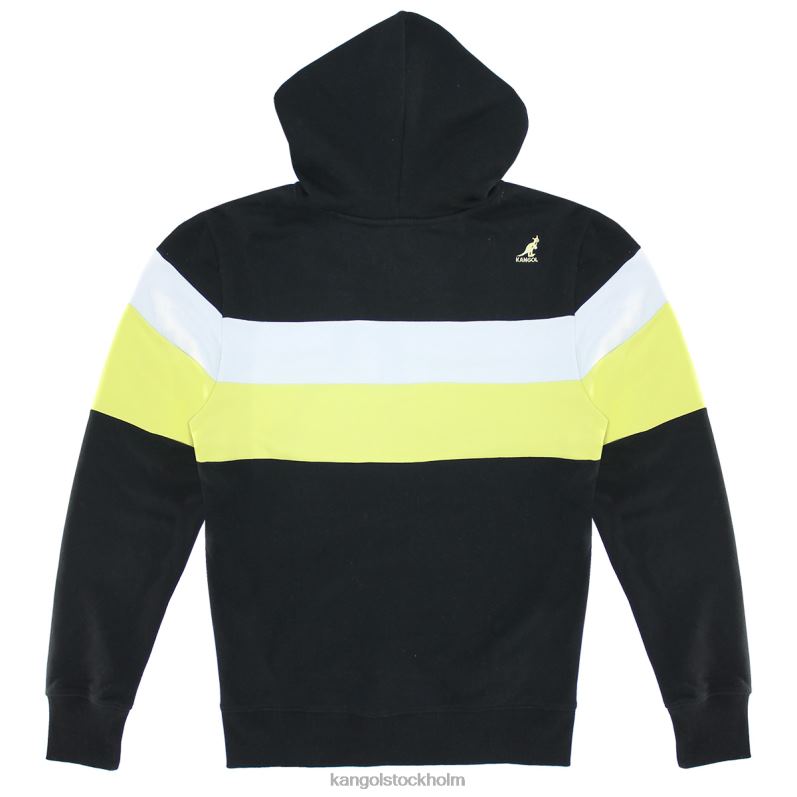Kangol unisex- färg randig hoodie med dragkedja B0ZLB1122 Kläder svart kombo