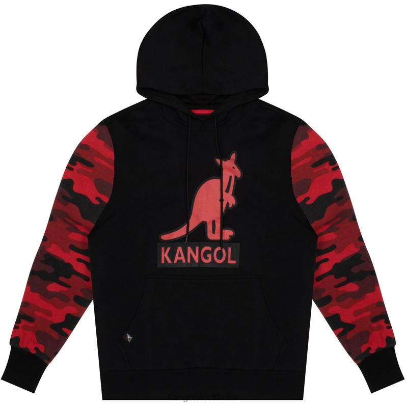 Kangol unisex- kontrast camo hoodie B0ZLB1131 Kläder svart röd