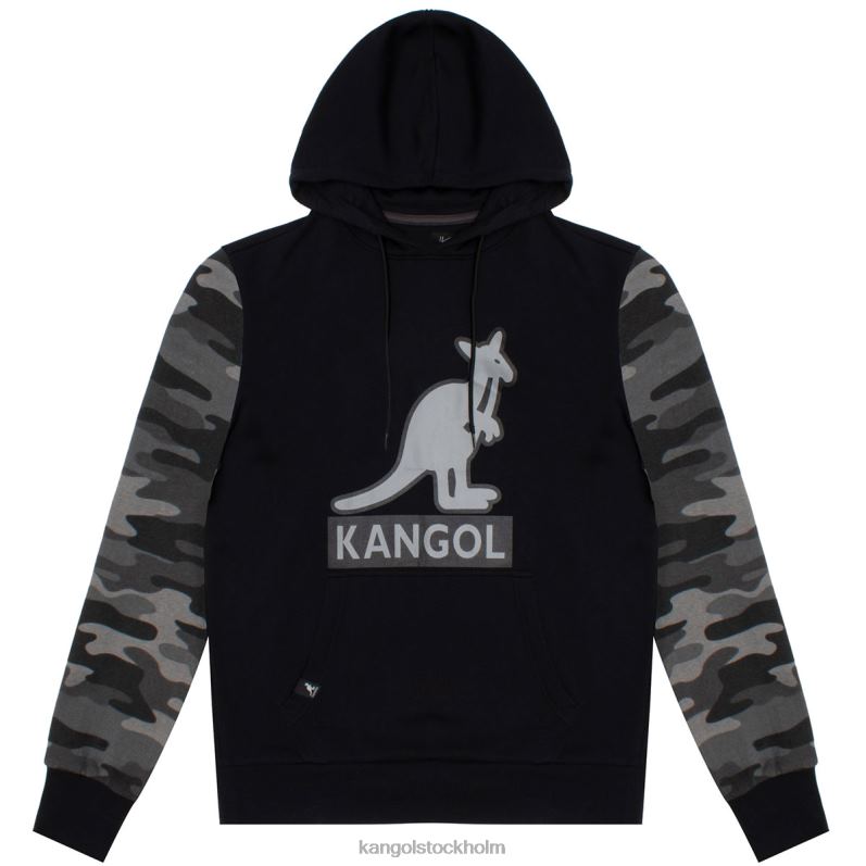 Kangol unisex- kontrast camo hoodie B0ZLB1132 Kläder svart/urban