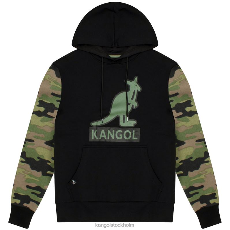 Kangol unisex- kontrast camo hoodie B0ZLB1133 Kläder svart/armé