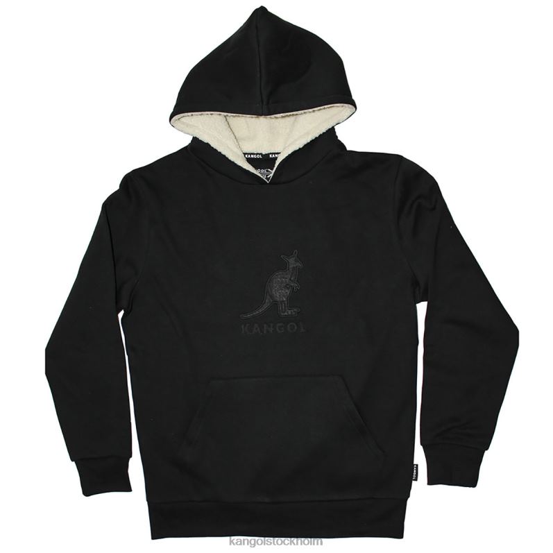 Kangol unisex- tonal broderad sherpa hoodie B0ZLB1126 Kläder svart