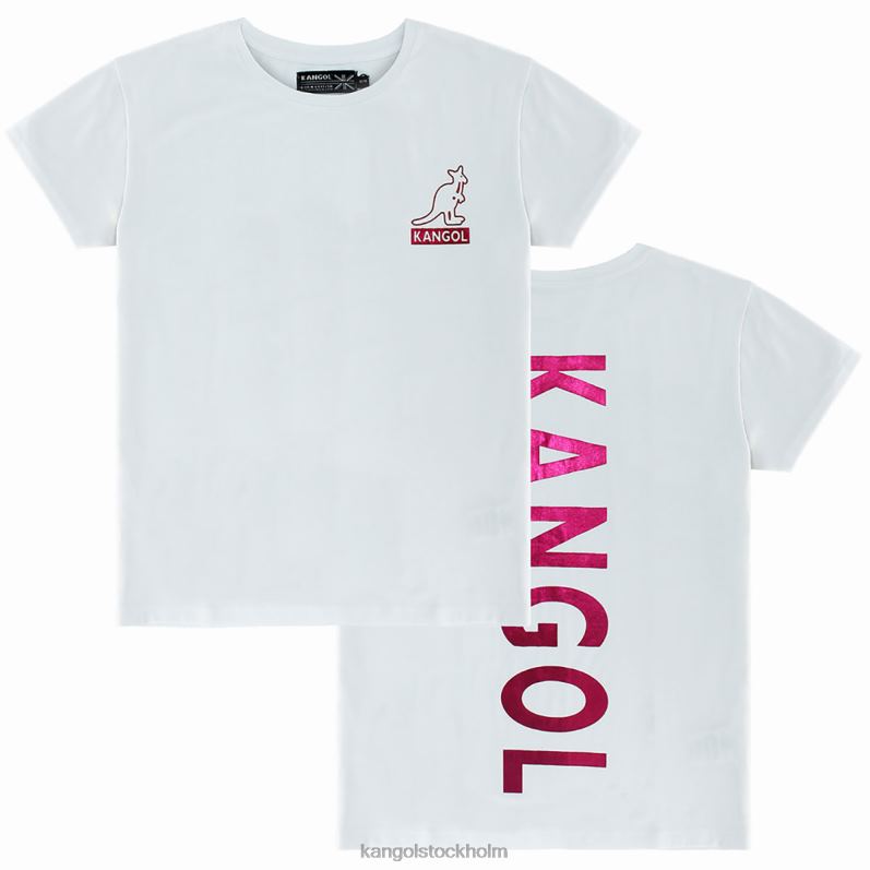 Kangol unisex- folie kortärmad t-shirt B0ZLB1216 Kläder vit/rosa