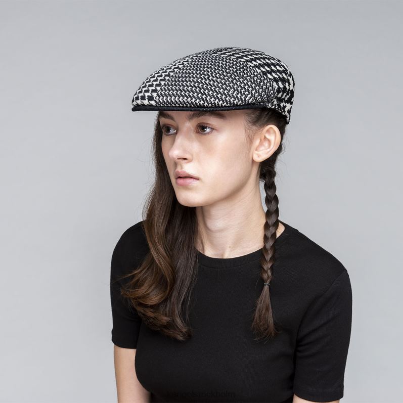 Kangol unisex- abstrakt houndstooth 504 B0ZLB108 Tillbehör kräm/svart