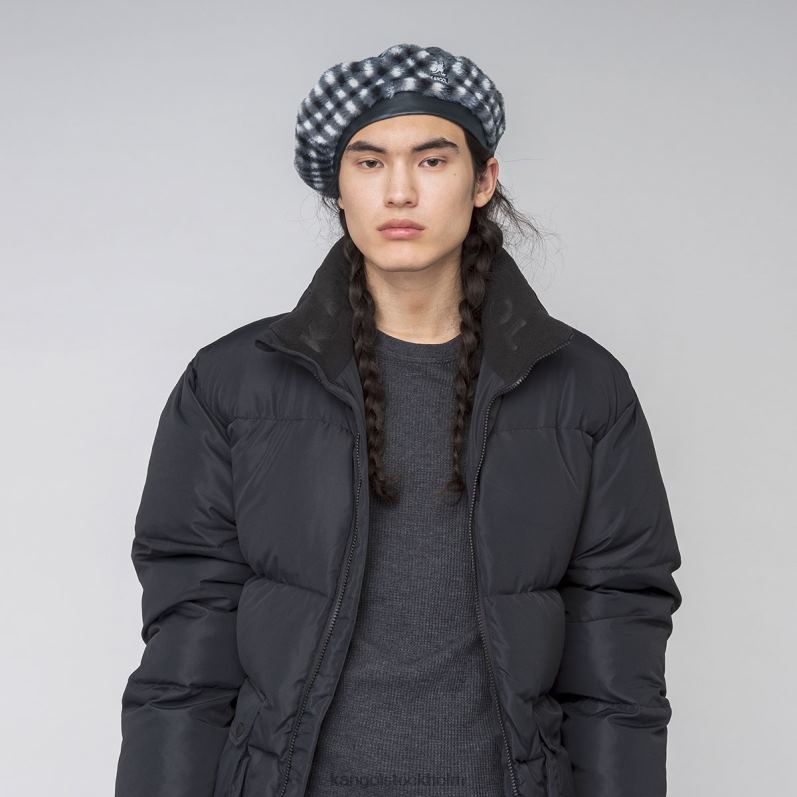 Kangol unisex- basker i fuskpäls B0ZLB407 Tillbehör svart gingham